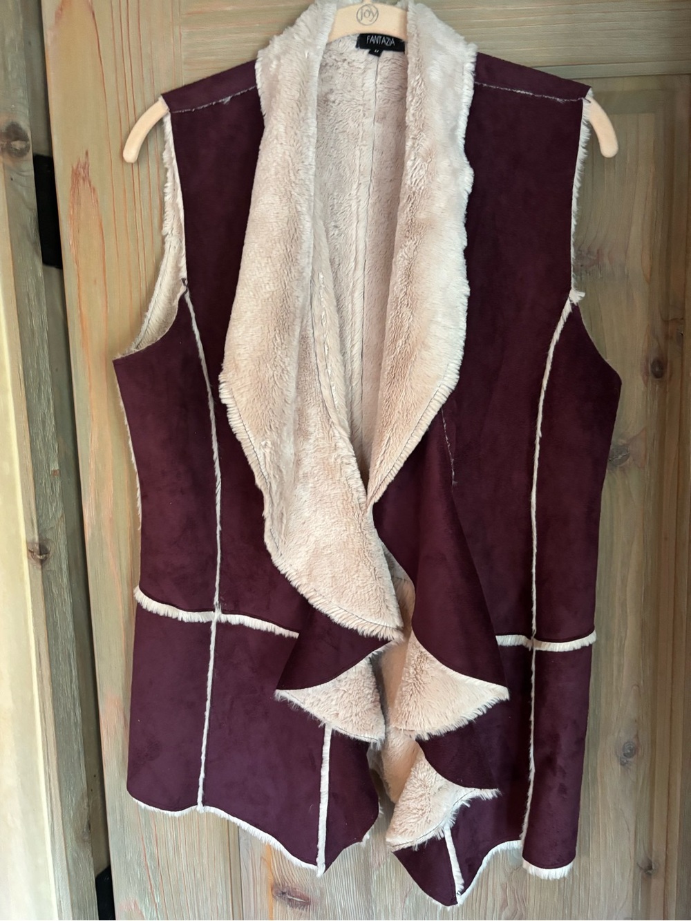 Fantazia Purple Faux Suede & Faux Fur Draped Vest – Size Medium